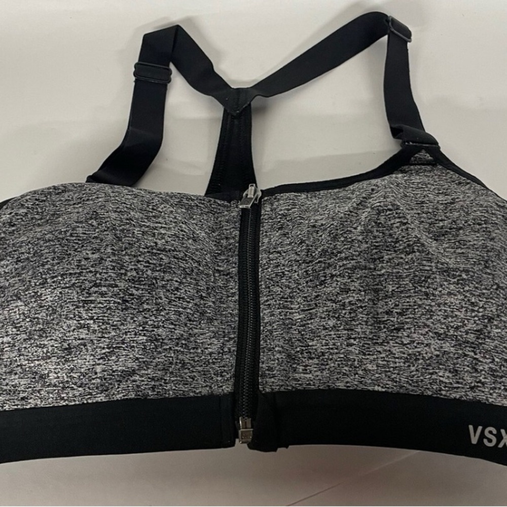 VSX Heathered Black Sports Bra with Zipper
